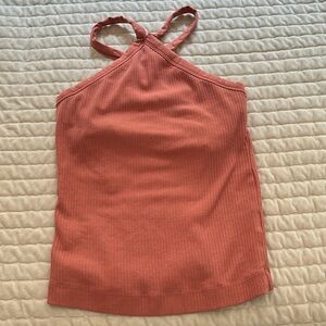 Built in bra high neck tank